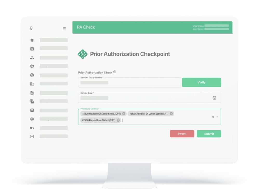 Mockup of PA Checkpoint software